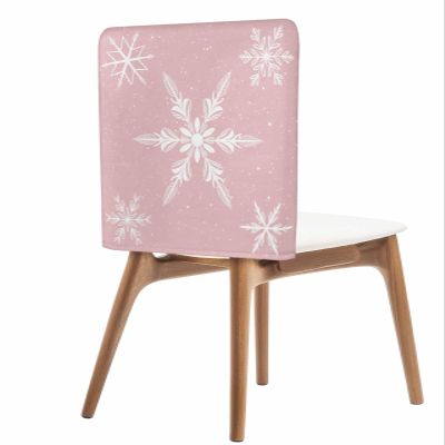AMZRicher Pink Snowflake Christmas Chair Back Covers for Dining Chairs 4 Pack, White Winter Snowflake Xmas Washable Removable Chair Slipcover Back Chair Protector for Wedding Baby Shower Party
