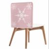 AMZRicher Pink Snowflake Christmas Chair Back Covers for Dining Chairs 4 Pack, White Winter Snowflake Xmas Washable Removable Chair Slipcover Back Chair Protector for Wedding Baby Shower Party view 1