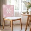 AMZRicher Pink Snowflake Christmas Chair Back Covers for Dining Chairs 4 Pack, White Winter Snowflake Xmas Washable Removable Chair Slipcover Back Chair Protector for Wedding Baby Shower Party view 2