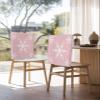 AMZRicher Pink Snowflake Christmas Chair Back Covers for Dining Chairs 4 Pack, White Winter Snowflake Xmas Washable Removable Chair Slipcover Back Chair Protector for Wedding Baby Shower Party view 3