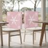 AMZRicher Pink Snowflake Christmas Chair Back Covers for Dining Chairs 4 Pack, White Winter Snowflake Xmas Washable Removable Chair Slipcover Back Chair Protector for Wedding Baby Shower Party view 4