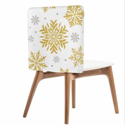 AMZRicher Christmas Chair Back Covers for Dining Chairs 8 Pack, Yellow Gray Winter Snowflake Christmas Washable Removable Chair Slipcover Back Chair Protector for Wedding Baby Shower Party