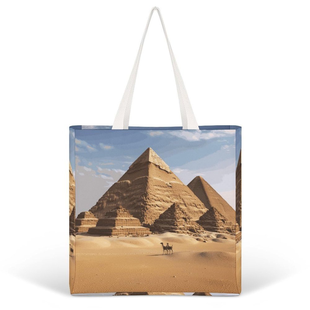 VFKLT Ancient Egypt Pyramid Tote Bags for Women Canvas Handbag Reusable Grocery Bags Shoulder Purses Shopping Bag