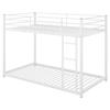 THINK 30 Twin Over Twin Metal Bunk Bed, Low Bunk Bed with Ladder,White view 1