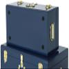 Vixdonos Decorative Large Metal Box Storage Trunk Chest Set of 2 College Dorm Organizer with Hardware Hasps and Handle for Home Deocr,23.7X14.2X9.5 Inches,Dark Blue view 3