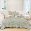 Quilt Set Twin XL 3 PCS Quilted Bedspread-Thin Soft Cozy, Vintage Rustic Floral Light Pink Roses Leaves Sage Green Reversible Stitched Quilt Coverlet Bedding Sets with Pillow Shams for All Season view 3