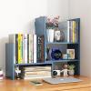 Wood Desk Storage Organizer - Desktop Display Shelf Rack, Expandable Desktop Stand Bookshelf, Office Storage Rack, Multipurpose Bookshelf For Office & Home, Extendable Desk Shelf(Blue,36*15*52.5CM) view 1