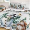 Quilt Set Full Size 3 PCS Quilted Bedspread-Thin Soft Cozy, Christmas Winter Snowman Squirrel Deer Xmas Tree Blueberry Reversible Stitched Quilt Coverlet Bedding Sets with Pillow Shams for All Season view 2