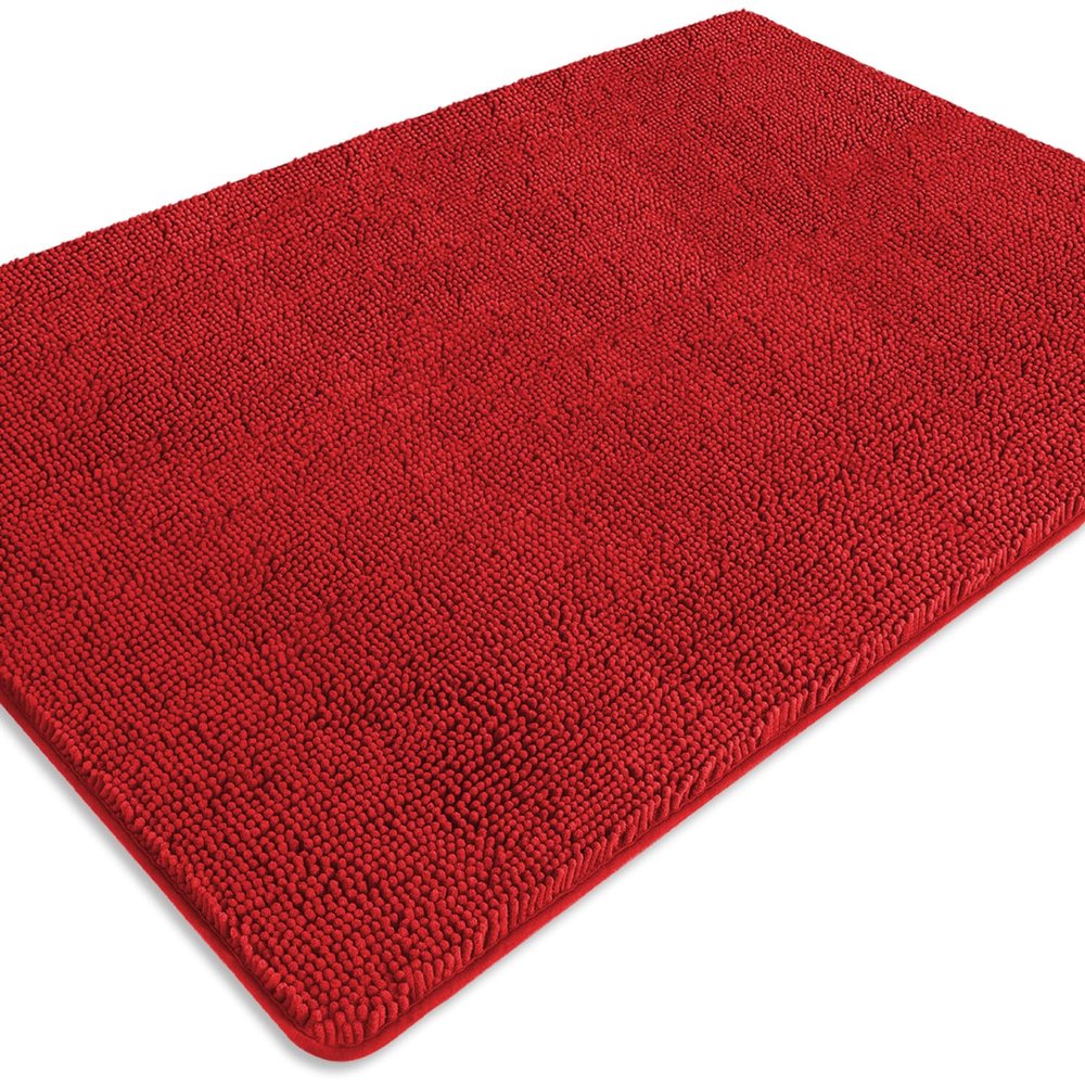 PureSwan Bathroom Rugs 40 x 60 Inch Extra Large Bath Mat | Absorbent and Washable Thick Chenille Bath Rugs Non-Slip Runner Rug for Bathroom, Shower, Tub(Red)