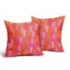 Preppy Pink Orange Pillow Covers 20X20 Inch Hot Pink Retro 70s Abstract Brush Aesthetic Decorative Cotton Linen Seasonal Pillow Cases Set of 2 College Trendy Funky Dormitory Home Decor For Bed Couch view 2
