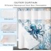 Ocean Octopus Shower Curtain No Hooks and Liner Set,Nautical Coastal Retro Blue Starfish Hotel Style Fabric Bathroom Shower Curtains Polyester Bath Spa Bathtub Curtain with Sheer Window,60"x72" view 2