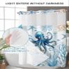 Ocean Octopus Shower Curtain No Hooks and Liner Set,Nautical Coastal Retro Blue Starfish Hotel Style Fabric Bathroom Shower Curtains Polyester Bath Spa Bathtub Curtain with Sheer Window,60"x72" view 4
