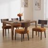 Janoray Farmhouse Dining Chairs Set of 4, Dark Brown Wooden Upholstered Velvet Orange Chairs with T-Shape Back view 1