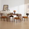 Janoray Farmhouse Dining Chairs Set of 4, Dark Brown Wooden Upholstered Velvet Orange Chairs with T-Shape Back view 3