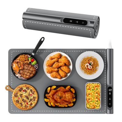 Newise Warming Mat for Food - Graphene Rapid Heating Food Warming Mat for Countertop, Portable Electric Warming Tray for Parties with 6 Temperature Levels, Practical Gifts for Mom Wife, Gray