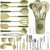 Kikcoin 43Pcs Kitchen Utensils Set - Silicone Cooking Utensil Set, Dishwasher Safe Spatula for Non-stick Cookware, 446F Heat Resistant Kitchen Gadgets with Holder BPA Free, Avocado Green view 1