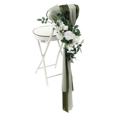 FFanhia Wedding Chair Decorations 6PCS Artificial Flower with Fabric for Wedding Aisle Decorations Chair Decorations for Party Ceremony Outdoor Decor