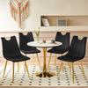 Nimaolt Round Dining Table Set for 4, Modern White Gold Kitchen Table and Chair Set, 31.5" Pedestal Dining Room Table Leisure Coffee Table with 4 Upholstered Chairs for Small Place Office view 1
