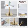 Nimaolt Round Dining Table Set for 4, Modern White Gold Kitchen Table and Chair Set, 31.5" Pedestal Dining Room Table Leisure Coffee Table with 4 Upholstered Chairs for Small Place Office view 3