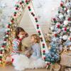 Briwooody 3 Pcs 9 Ft Christmas Pom Pom Garland 123 Ball Hanging Felt Ball Pompom Bead Ornament String Banner Garland for Wall Christmas Tree Indoor Home Room Decoration(Red White Green) view 4