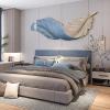 SUZEPER Large Feather Wall Art Decor, Backlight Nightlight Feathers Wall Sculptures, 3D Resin Wings Home Plaque Wall Hanging Lamp for Decorations Living Room Bedroom(55'', Blue) view 3