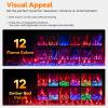 Tangkula 72 Inches Electric Fireplace Inserts,5100 BTU 3.19 Inches Ultra Thin Recessed and Wall Mounted Fire Place with 12 Flames and Amber Bed Colors,5 Color Speed and Brightness,12 H Timer view 2