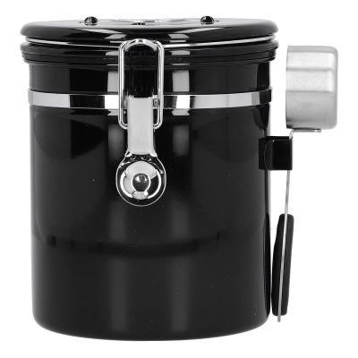 1.5L Coffee Beans Sealing Coffee Beans Jar, Sealing Container Coffee Beans Jar, Sealing Container Jar Canister Container 304 Stainless Steel with Exhaust Valve and Spoon for Home