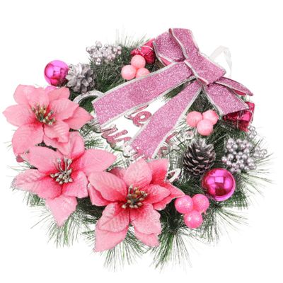HOLIDYOYO 30cm Christmas Pine Wreath Home Decor Pendant Artificial Wreath Berry Ball Bow for Wall Door Window