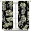 AAVEUP Banknote Blackout Curtains for Bedroom,Cartoon 3D Skeleton Dollar Bill Money Window Drapes Print for Kids Boys Living Room 52x84in view 2