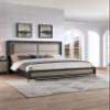 Beautiful 1Pc Black Brown Finish Queen Size Panel Bed Solid Wood Wooden Bedroom Furniture view 1