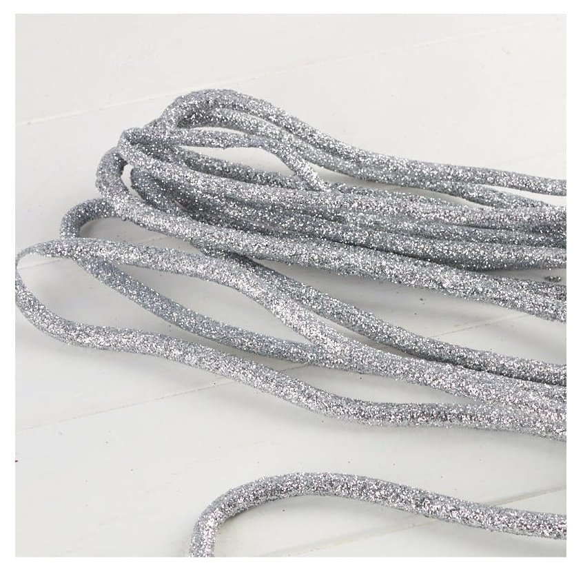 Factory Direct Craft Glittered Silver Rope Garland - Sparkling Wired Rope Garland for Christmas, Weddings and Special Events (29 Total Feet, 2 Pieces 14-1/2 feet Each)