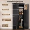 FiveWillowise Tall Storage Cabinet with Adjustable Shelves, Farmhouse Pantry Organize with 2 Barn Doors, Large Freestanding Cabinet for Kitchen, Garage, Basement, Living, Utility Room, Black view 3