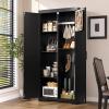 FiveWillowise Tall Storage Cabinet with Adjustable Shelves, Farmhouse Pantry Organize with 2 Barn Doors, Large Freestanding Cabinet for Kitchen, Garage, Basement, Living, Utility Room, Black view 4