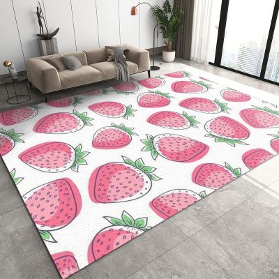 2x4 Runner Rug 3D Pink Strawberry Rugs for Entryway, Cute Fresh Fruit Irregular Washable Kitchen Rugs Soft Non Slip Anti Fatigue for Sink Laundry Indoor Hallways