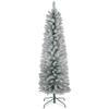 HOMCOM 5ft Artificial Pencil Christmas Tree with 263 Snow Flocked Tips, Metal Base, Realistic Xmas Tree view 1
