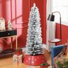 HOMCOM 5ft Artificial Pencil Christmas Tree with 263 Snow Flocked Tips, Metal Base, Realistic Xmas Tree view 2
