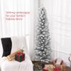 HOMCOM 5ft Artificial Pencil Christmas Tree with 263 Snow Flocked Tips, Metal Base, Realistic Xmas Tree view 3