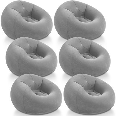 Realspring Inflatable Bean Bag Chairs Outdoor Blow up Camping Chairs Inflatable Lazy Sofa Folding Portable Bean Bag Loungers Couch for Movie Night(Dark Gray,6 Pcs)