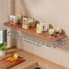 Home bar folding table wall mountWooden wall mount table fold downfoldable wall table for small spaceswall attached laundry folding tablewall mounted desk, bedroom, study, dining room(Teak,50*20cm view 2