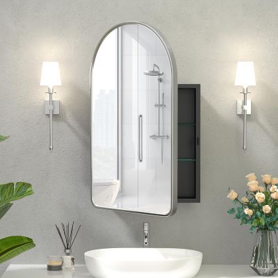 Arched Medicine Cabinet with Mirror,Recessed Medicine Cabinet for Bathroom