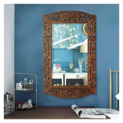 ZJSMP Bathroom Mirror, Large Model Wall Decorative Mirror Frame Makeup Bathroom Shower Shaving Mirror Frame V-intage Spiegel House Decoration(A)
