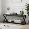 IBF Black Bench, Modern Entryway Bench for Bedroom, Wood Metal Storage Hallway Bench for Dining Living Room, Farmhouse Shoe Rack Indoor Accent Seating Bench for Foyer Entrance, Black Oak, 47 Inch Long view 1