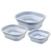 Collapsible Wash Basin Set of 3, Foldable Large Medium Small Wash Basins, Portable Plastic Basins for Laundry, Bottles, Travel, Camping (Blue Gray) view 1