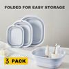 Collapsible Wash Basin Set of 3, Foldable Large Medium Small Wash Basins, Portable Plastic Basins for Laundry, Bottles, Travel, Camping (Blue Gray) view 3