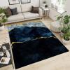 3x4 Rugs for Entryway Modern Abstract Marble Low Pile Area Rug, Gold-Plated Blue-Black Gradient Retro Kids Bedroom Rug Soft for Coffee Shop Living Room Under Table Game Room view 2
