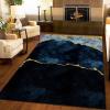 3x4 Rugs for Entryway Modern Abstract Marble Low Pile Area Rug, Gold-Plated Blue-Black Gradient Retro Kids Bedroom Rug Soft for Coffee Shop Living Room Under Table Game Room view 4