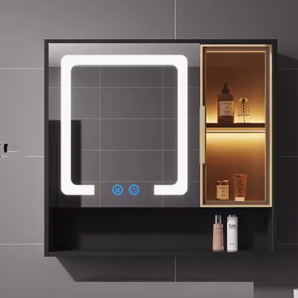 AYHARYLH Bathroom Medicine Cabinet with Lights, Wall-Mounted Wooden Medicine Cabinet with Defogger,Recessed Or Surface Mount, Vanity Mirror Cabinet with Lights & Brightness Adjustment