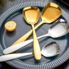 MIUPOO Square Head Spoons, Korean style Square Spoon,Thick Heavy Stainless Steel Soup Table Spoons Dinner Flat Square Spoon,7 Inches/18.5 cm,Set of 4,Gold view 4