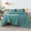 Andency Grayish Teal Comforter Set Queen Size, Boho Soft Warm Tufted Bedding Comforter Sets for Queen Size Bed, 3 Pieces Aesthetic Chevron Farmhouse Cute Bohemian Textured Bed Set view 3