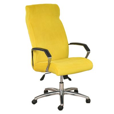 ZRCYXDW Velvet Office Chair Cover, Stretch Desk Chair Cover Soft with Zipper Rotating Chair Slipcover Removable Washable Computer Chair Cover-Yellow-Medium
